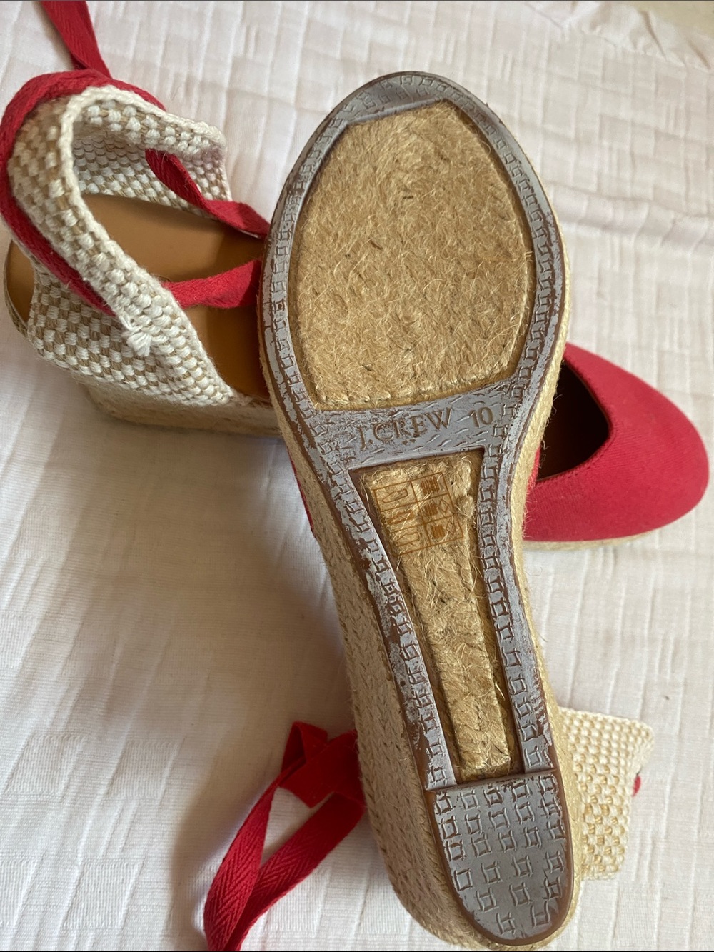 J. CREW Red Canvas Tie-Wrap Espadrille Flats - Picture 7 of 8